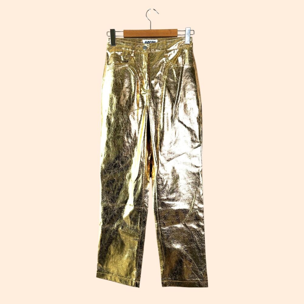 AMYLYNN Gold Straight Leg Pants
